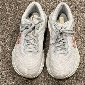 Hoka White and Gray Running Shoes